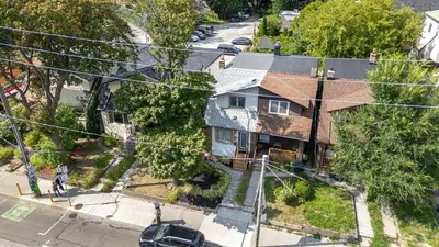 an overhead view of a house with a street at Entire Unit - Steps From History - 5 Mins To Beaches in Toronto