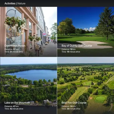 a collage of four pictures of a golf course at County Cove - Newly Renovated Century Home in Carrying Place