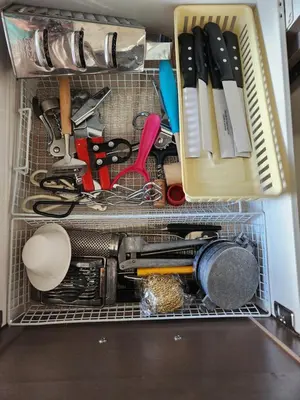 a drawer filled with lots of kitchen utensils at Cozy Home for 10 people in Kitchener