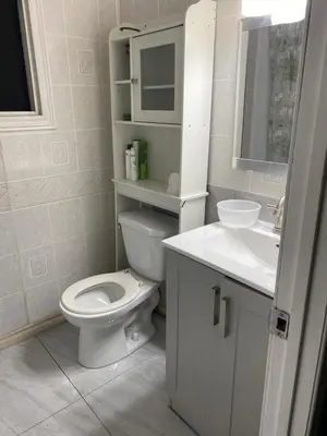 a bathroom with a white toilet and a sink at Comfy Private Room in Brampton