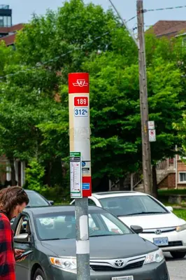 a parking meter on the side of a street with cars at Stylish 3BR Penthouse with Stunning City Views in Toronto