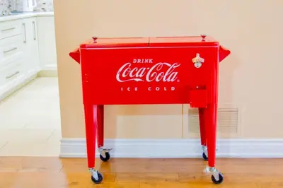 a red coca cola table in a kitchen at Royal Luxury Central Home with Gazebo By Toronto in Brampton