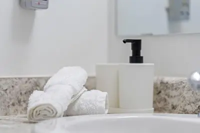 a roll of toilet paper sitting on top of a sink at Scarborough Oasis near UofT campus, Free Parking in Toronto