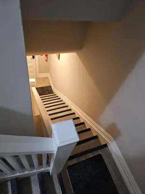 an overhead view of a stairway in a house at Toronto Holiday Home in Toronto