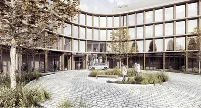 an artist rendering of the exterior of a building at The Clayfield, in the Unbound Collection by Hyatt in Niagara on the Lake