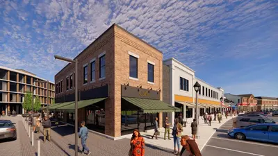 a rendering of a building on a city street at The Clayfield, in the Unbound Collection by Hyatt in Niagara on the Lake