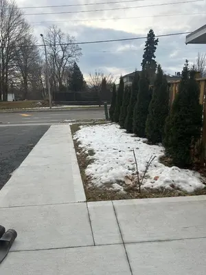 a sidewalk with snow on the side of a street at V-Swim Suite-1 in Toronto