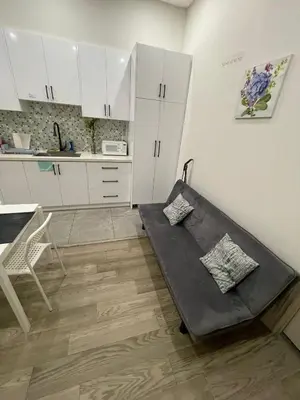 a living room with a couch and a kitchen at Toronto Downtown Holiday Home-Private Patio,Free Wifi & Self Checkin in Toronto