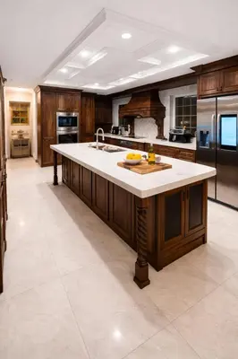 a large kitchen with a large island in the middle at Luxury Forest Retreat Near Mansfield Ski Club in Mulmur