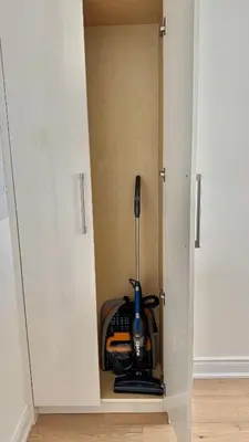 a cupboard with a coffee maker inside of it at Bright & Cozy Private Studio Apartment in Toronto