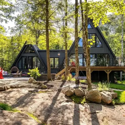 Sauna Hot Tub Lake Off-Grid AFrame Retreat