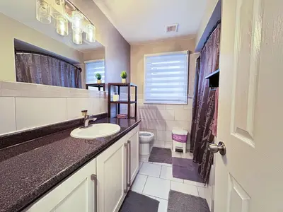 a bathroom with a sink and a toilet at Executive Urban Retreat in Brampton
