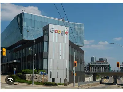 a building with a google sign on the side of it at Modern 2 bedrooms 1 bath updated unit Near Downtown Kitchener & Airport in Kitchener