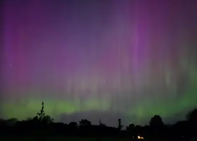 an image of the aurora borealis in the sky at Getaway by the bay in Owen Sound