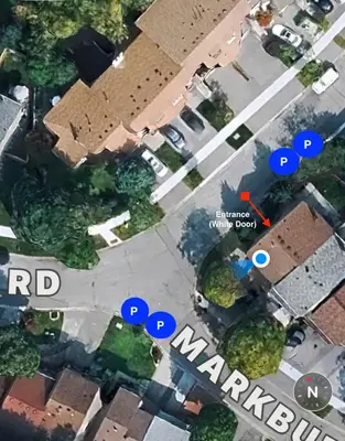 an aerial view of a street with houses and trees at Brand New Comfortable and Cozy Apartment near the Airport in Toronto