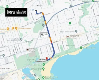a map of a city with a blue and red at Private Suite With Private Entrance - Entire Place in Toronto