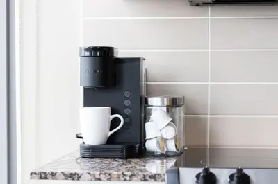a coffee maker on a counter in a kitchen at Lux Penthouse Retreat Near Yorkville with Parking in Toronto