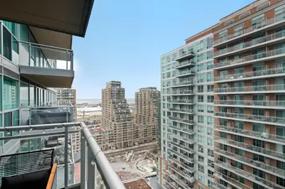 a view from the balcony of a building at Modern 1BR in Liberty Village Walk Score 90 in Toronto