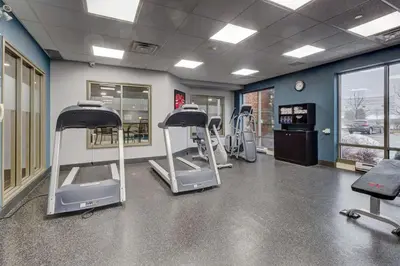 a gym with several exercise bikes in a room at Hampton Inn & Suites by Hilton Brantford in Brantford