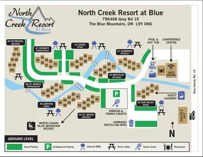 a map of the north creek resort at blue at Mountain Side Studio at The Blue Mountains in Blue Mountains
