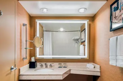 a bathroom with a sink and a mirror at Sheraton Toronto Airport Hotel & Conference Centre in Toronto