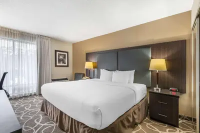 a large white bed in a hotel room at Comfort Inn in Burlington