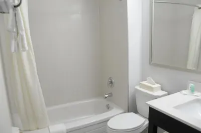 a white bathroom with a toilet and a sink at Comfort Inn in Burlington