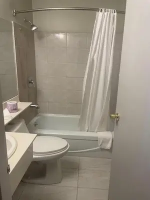 a bathroom with a tub and a toilet and a sink at Niagara Lodge & Suites in Niagara Falls