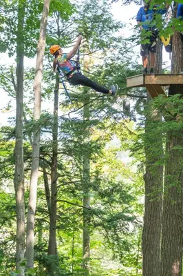 a person on a rope in the trees at The Westin Trillium House, Blue Mountain in Blue Mountains