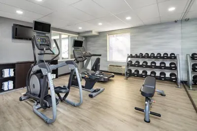 a gym with treadmills and exercise equipment in a room at Fairfield Inn by Marriott Toronto Oakville in Oakville