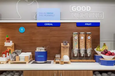 a kitchen with a counter with food items on it at Holiday Inn Express Brampton by IHG in Brampton