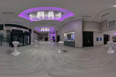 a large hall with a chandelier and a dance floor at TownePlace Suites by Marriott Oshawa in Oshawa