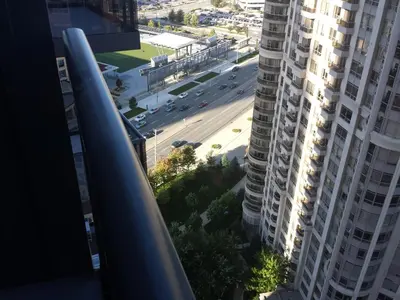 a view from the window of a building at BEST LOCATION/SPECTACULAR VIEW 2 BEDROOMS FURNISHED CONDO S/L RENT in Mississauga