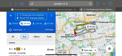a screenshot of a cell phone with a map at Home Base in Markham