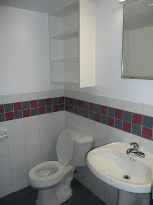 a bathroom with a toilet and a sink at Neill Wycik Hostel in Toronto
