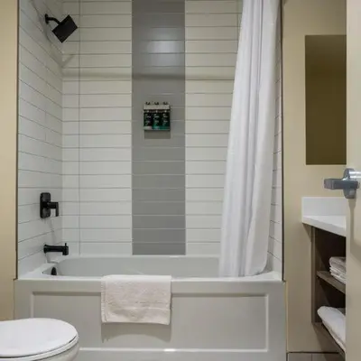 a bathroom with a tub and a toilet and a shower at Leelas Villa Inn Flesherton in Flesherton