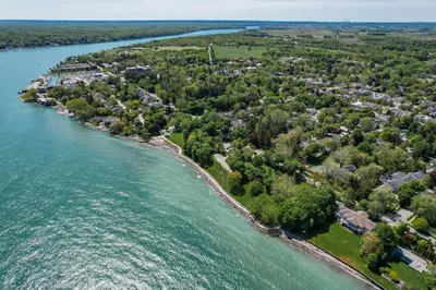 an aerial view of a small island in the water at Somerset - A Private Retreat in Niagara on the Lake