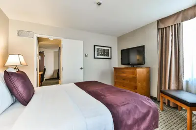 a hotel room with a bed and a television at Best Western Plus Cambridge Hotel in Cambridge