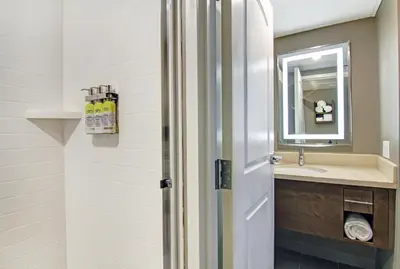 a bathroom with a sink and a refrigerator at Staybridge Suites Toronto - Vaughan South by IHG in Vaughan