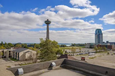 a view of a city with a water tower at DoubleTree Fallsview Resort & Spa by Hilton - Niagara Falls in Niagara Falls