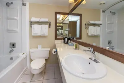 a bathroom with a sink and a toilet and a tub at Living Stone Golf Resort in Collingwood