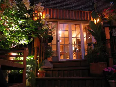 a front door of a house at night at A Seaton Dream in Toronto