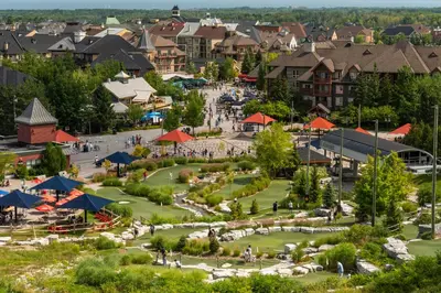 an aerial view of a park in a town at Blue Mountain Resort Home Collection in Blue Mountains