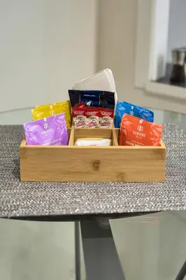 a wooden box sitting on top of a table at The Bloomfield Inn in Bloomfield