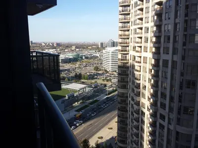 a view of a city from a building at SPECTACULAR VIEW, 2 BEDROOMS FURNISHED CONDO and BEST LOCATION in Mississauga