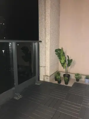 a flat screen tv in a living room with potted plants at Executive 1 Bedroom Condo sleeps 2 in Toronto