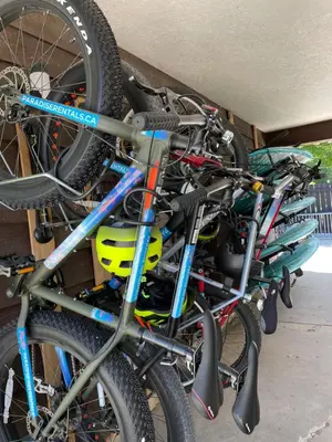 a group of bikes parked next to each other at Paradise Inn On the Beach in Port Elgin