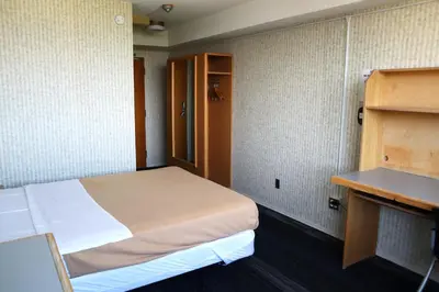 a small room with a bed and a sink at Toronto Metropolitan University-International Living Learning Residence in Toronto