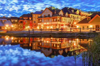 a group of houses in a town at night at Condo 503 at North Creek Resort in Blue Mountains