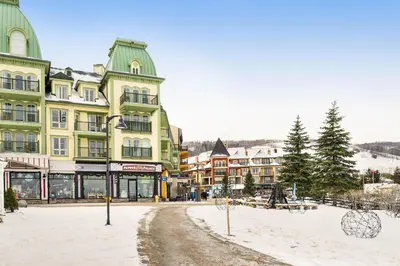a street in a town in the snow at Condo 305 at North Creek Resort in Blue Mountains